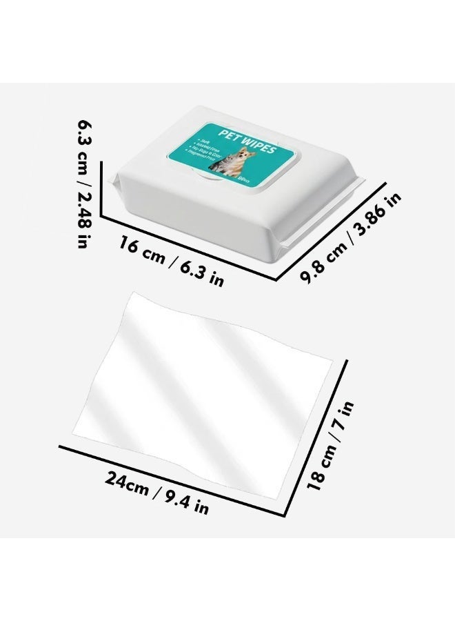 مناديل مبللة للحيوانات الأليفة، خالية من الكحول، خالية من العطور، مضادة للحساسية، لتنظيف وتجميل أقدام الكلاب والقطط ووجوهها (80 منديلًا) - Image 3